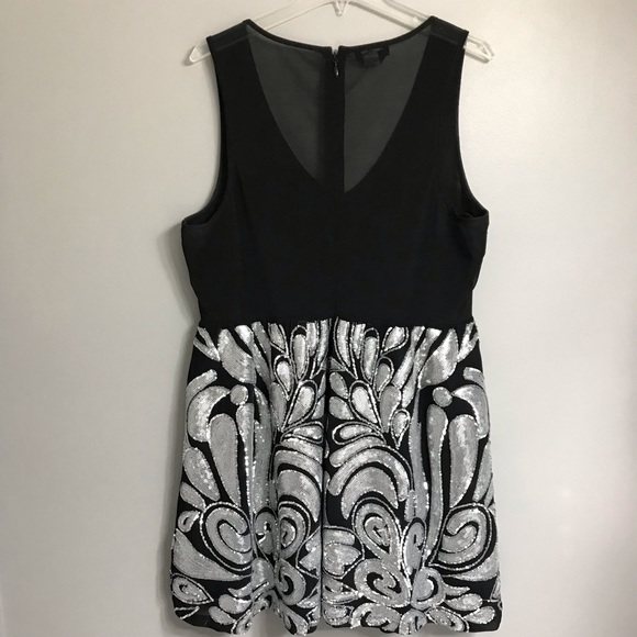 bebe Melinda Fit & Flare Dress Black Silver Sequin - Picture 4 of 8